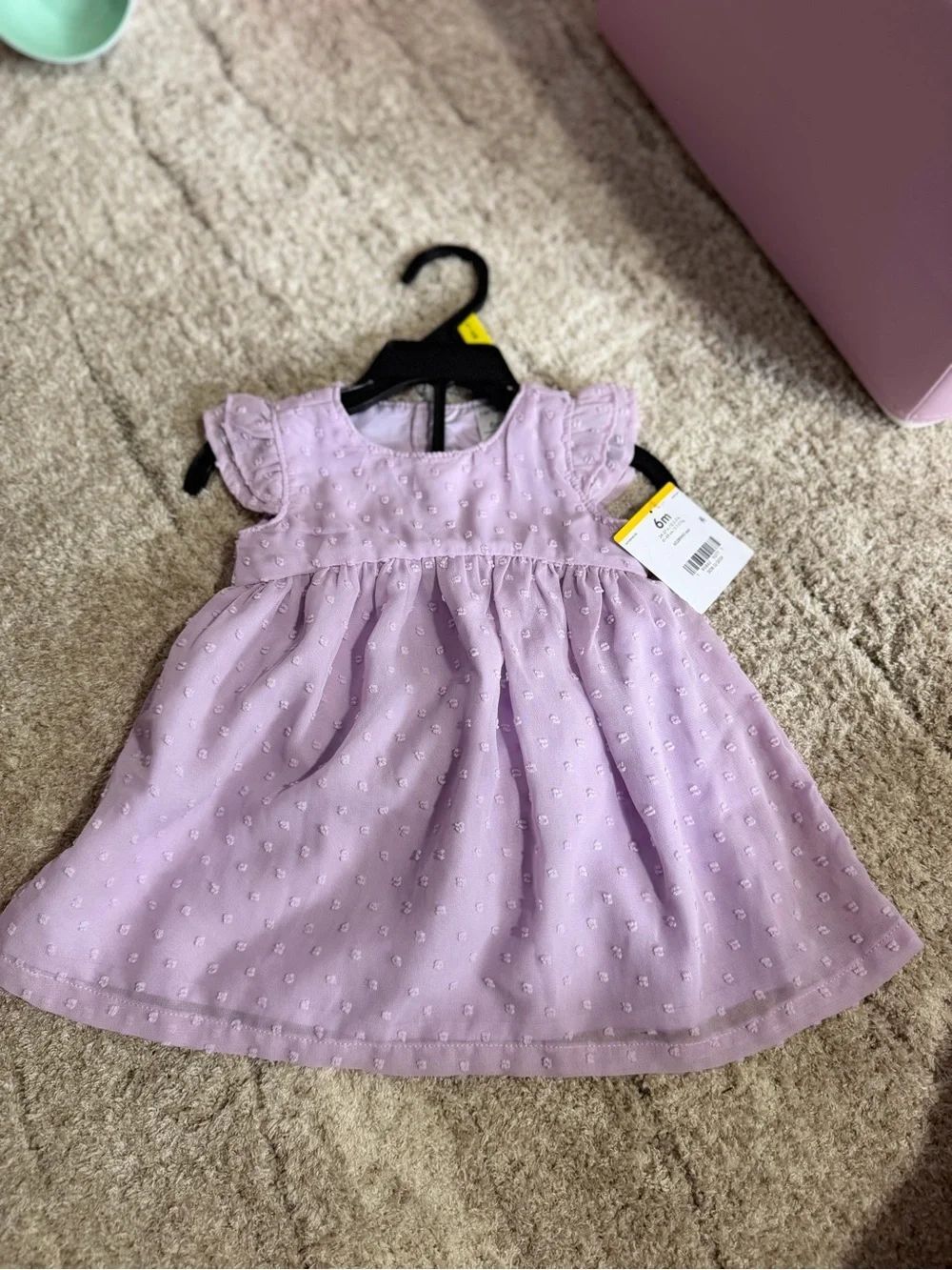Carter's Swiss Dot Lavender Purple Dress Size 6 Months NWT
